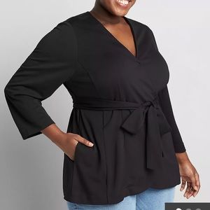 Ponte Belted Wrap Jacket With Pockets